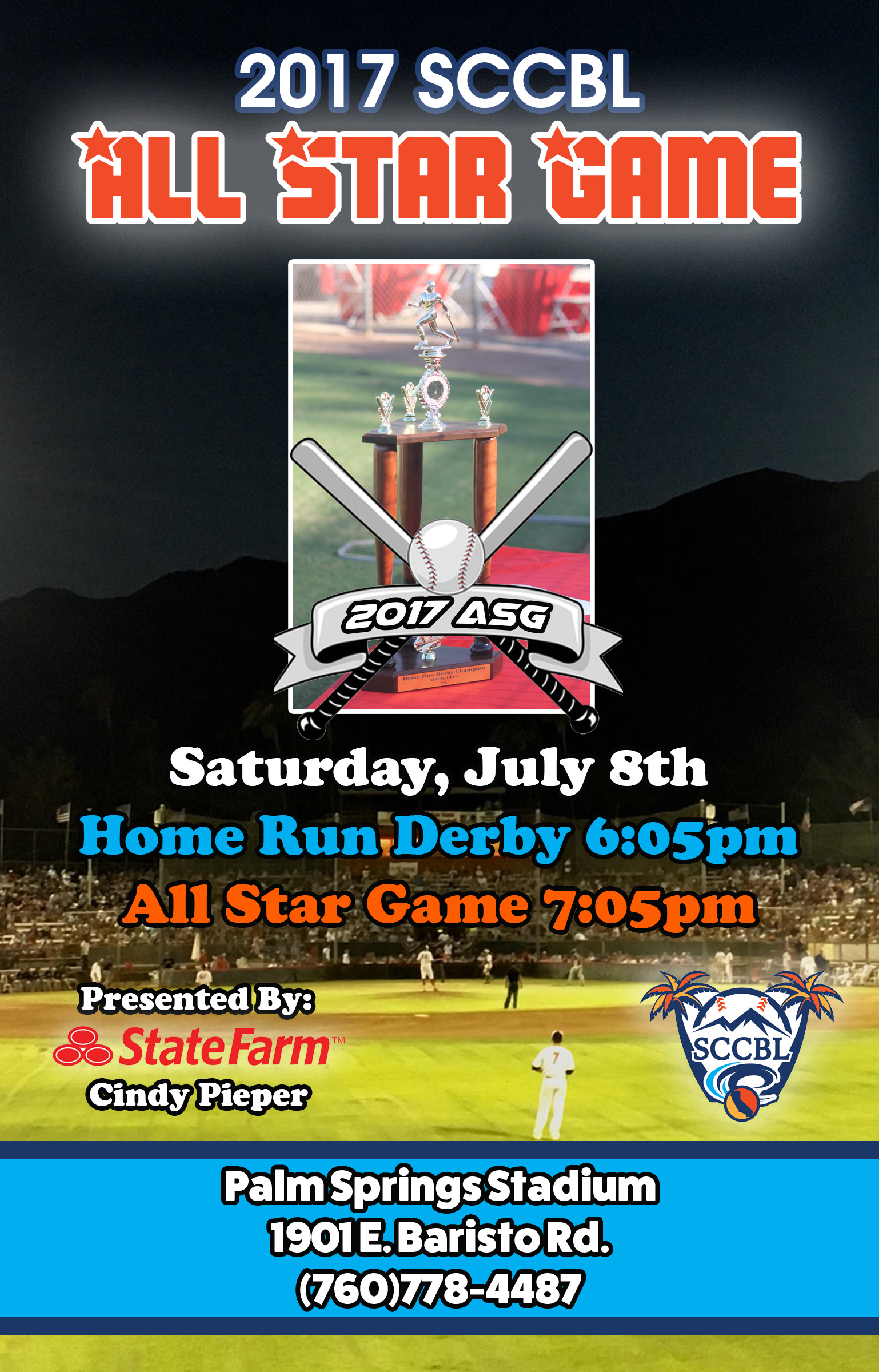 SCCBL All-Star Game and Home Run Derby Saturday, July 8